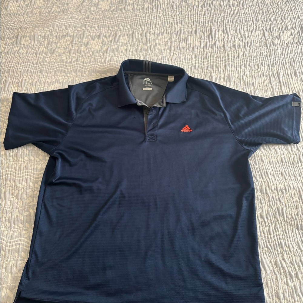 Adidas Blue Polo Shirt Short Sleeve Cotton Blend